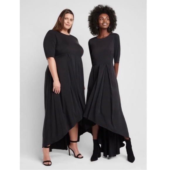 Universal Standard X Goop Black Maya Hi-Low Dress Size M / US 18-20 NEW - Picture 1 of 16